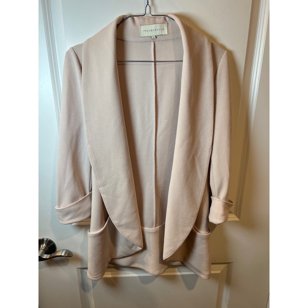 French Mauve Womens Blazer Open Front Shawl Collar Blush Pink Size S